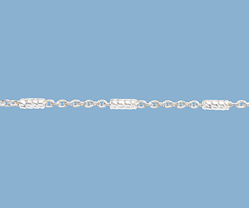 Sterling Silver Bar (1.3x3.5mm) & Cable Chain 1mm - 10 Feet