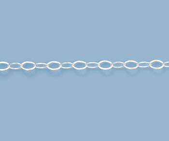 Sterling Silver Flat Oval Cable Chain 3x2mm - 10 Feet