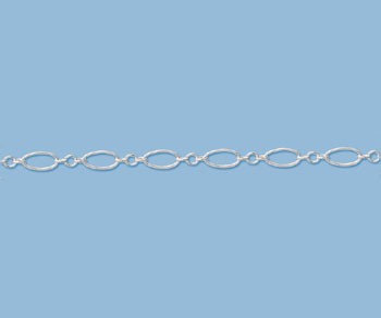 Sterling Silver Oval Long & Short Chain 7.5x3.5mm - 10 Feet