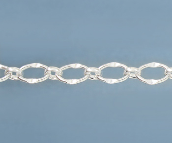 Sterling Silver Oval Long and Short Chain 7.5x5mm - 10 Feet