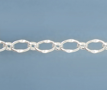 Sterling Silver Oval Long and Short Chain 7.5x5mm - 10 Feet