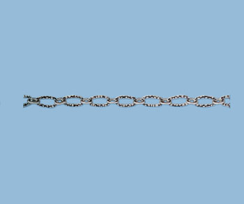 Sterling Silver Oxidized Hammered Oval and Smooth Link Chain 12.5x5.3mm - 10 Feet