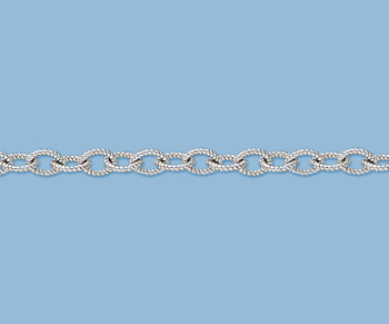 Sterling Silver Twisted Round Link Chain 5.3x4mm - 10 Feet