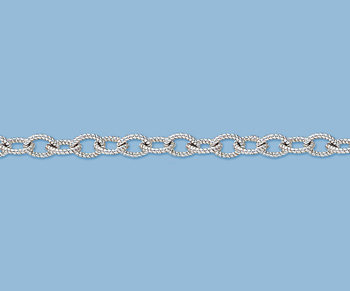 Sterling Silver Twisted Round Link Chain 5.3x4mm - 10 Feet