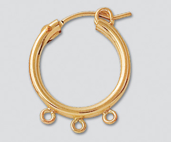Gold Filled Hoops w/3 Rings 18mm - Pack of 2