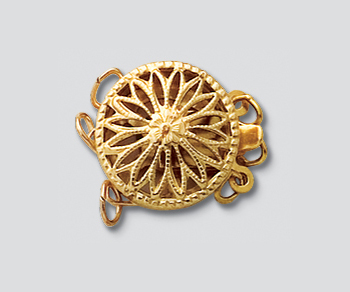 Gold Filled Clasp Filigree Round 3 Strand 12.5mm - Pack of 1