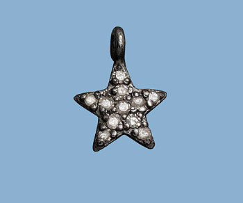 Sterling Silver Charm with Pave Diamonds Star 7mm - Pack of 1