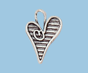 Sterling Silver  Charm Heart 12.5x18mm - Pack of 1