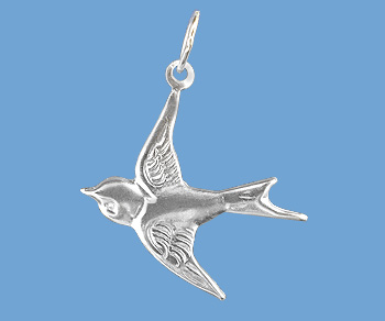 Sterling Silver Charm Dove 18x19mm - Pack of 1
