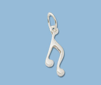 Sterling Silver Charm Musical Note 6.25x15mm - Pack of 1