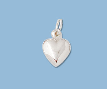 Sterling Silver Charm Puffed Heart 8.4mm - Pack of 1