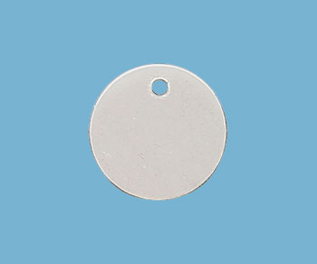 Sterling Silver Charm Round Flat Disc w/Hole 9mm - Pack of 1