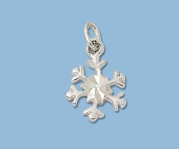 Sterling Silver Charm Snowflake 10.5mm - Pack of 1