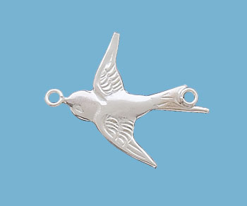 Sterling Silver Charm Swallow Connector 16.5x13.5mm - Pack of 1