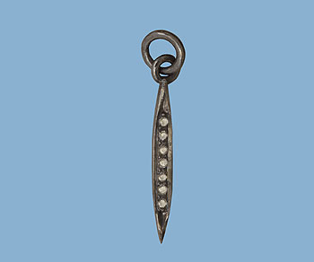 Sterling Silver Charm w/Pave Diamonds Spike (Small) 16.5x2.1mm - Pack of 1