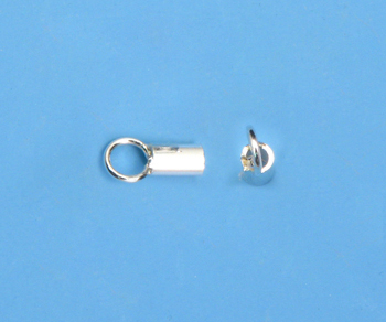 Sterling Silver Brite End Cap 1mm - Pack of 2