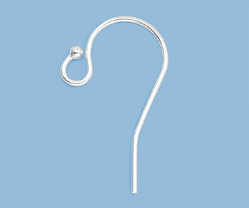 Sterling Silver Earwires 21.5mm w/ 1.5mm Bead - Pack of 2