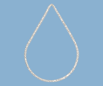 Sterling Silver Link Textured Teardrop Closed 25x35mm - Pack of 1
