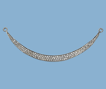 Sterling Silver Connector w/Pave Diamonds Crescent Moon 83mm - Pack of 1