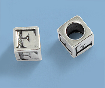 Sterling Silver Letter Bead - F - 5mm - Pack of 1