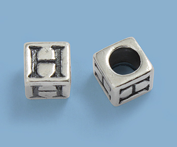 Sterling Silver Letter Bead - H - 5mm - Pack of 1
