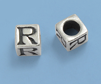 Sterling Silver Letter Bead - R - 5mm - Pack of 1