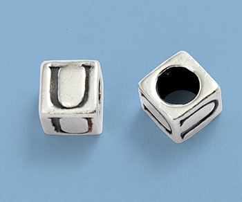 Sterling Silver Letter Bead - U - 5mm - Pack of 1
