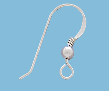 Silver Filled Earwire w/ 3mm Ball & Coil 20mm - Pack of 10