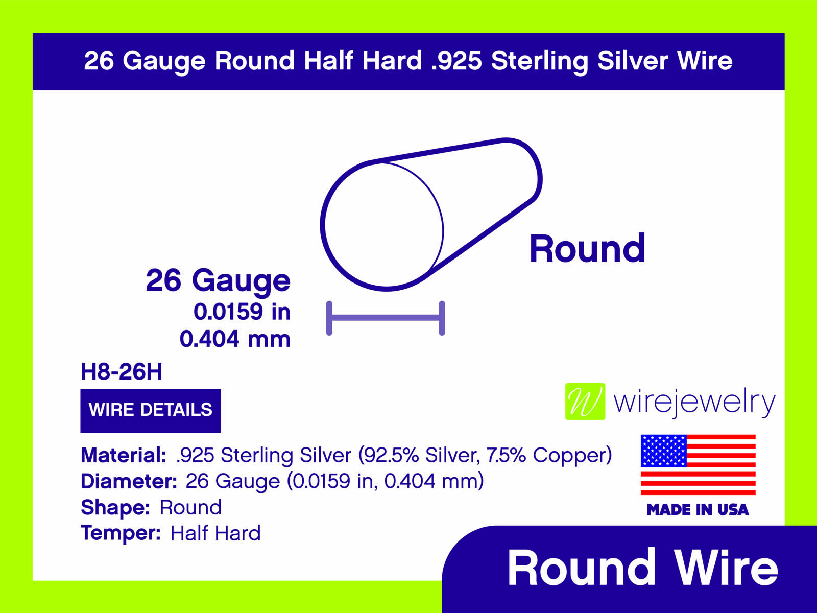 26 Gauge Round Half Hard .925 Sterling Silver Wire: Wire Jewelry