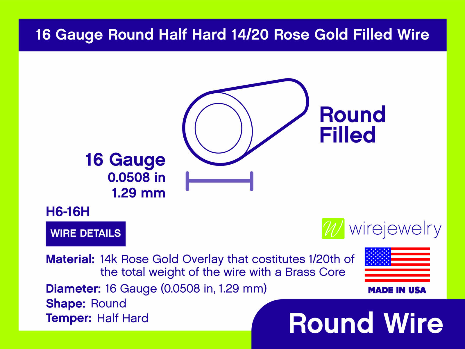 Rose Gold-Filled 14K/20 Half Hard Round Wire 24 Gauge Approx. 1/2 troy oz.  (approx 27ft)