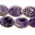 Dog Teeth Amethyst 30x40mm Oval Beads - 8 Inch Strand