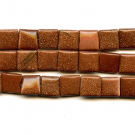 Goldstone 12mm Square Beads - 8 Inch Strand