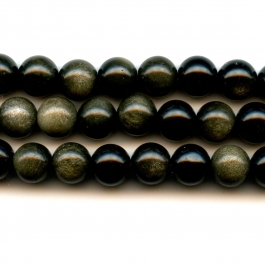 Golden Obsidian 8mm Round Beads - 8 Inch Strand