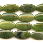 Jade 15x30mm Oval Beads - 8 Inch Strand