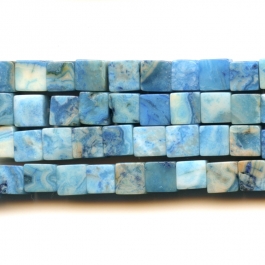 Blue Crazy Lace Agate 6mm Cube Beads - 8 Inch Strand