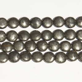 Pyrite 12mm Coin Beads - 8 Inch Strand
