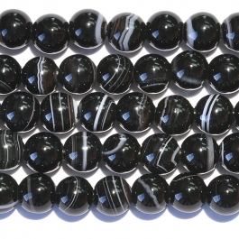 Sardonyx 8mm Round Large Hole Beads - 8 Inch Strand