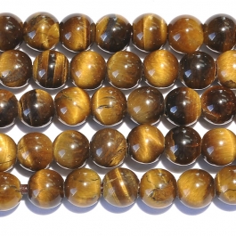 Tiger Eye 8mm Round Large Hole Beads - 8 Inch Strand