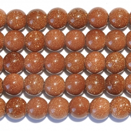 Goldstone 8mm Round Large Hole Beads - 8 Inch Strand