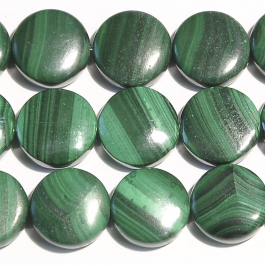 Malachite 12mm Coin Beads - 8 Inch Strand