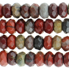 Apple Jasper 8mm Faceted Rondelle 8 inch Strand