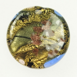 Large Abstract Disc Crystal, Yellow Gold, Aventurina, Size 35mm