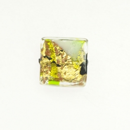 Abstract Square Lime/White/Yellow Gold, Size 16mm