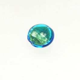 Foil Lentil Aqua/Yellow Gold, Size 14mm