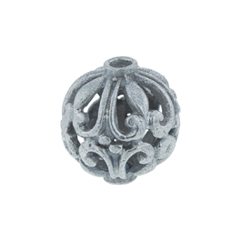 Handmade Sterling Silver Authentic Bali Bead - Antiqued Round Filigree, Pack of 1