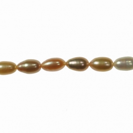 7x5mm Natural Multi-Color Freshwater Rice Pearls - 16 Inch Strand