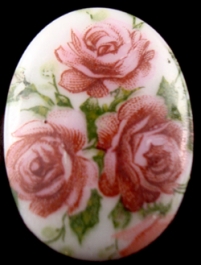 25x18mm Roses Decal Porcelain Painting Cameo