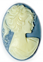 40x30mm Oval Fashion Cameo Lady in Blue