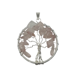 Rose Quartz Tree Of Life Pendant