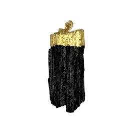 Black Tourmaline/Gold Hasp Rough Pendant